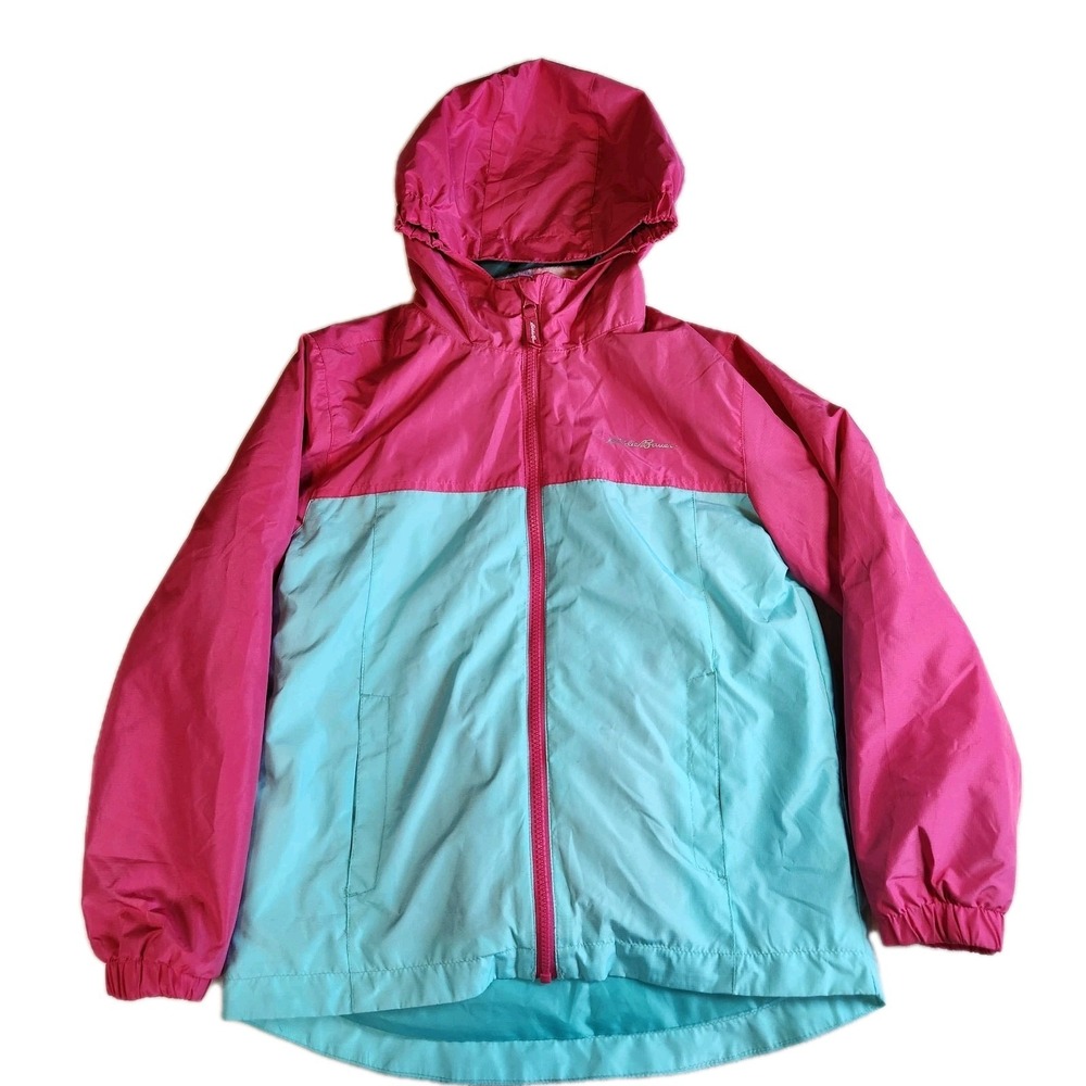 EDDIE BAUER 3-in-1 Jacket Girls Kids Medium 10 12 Pink Blue Windbreaker Fleece